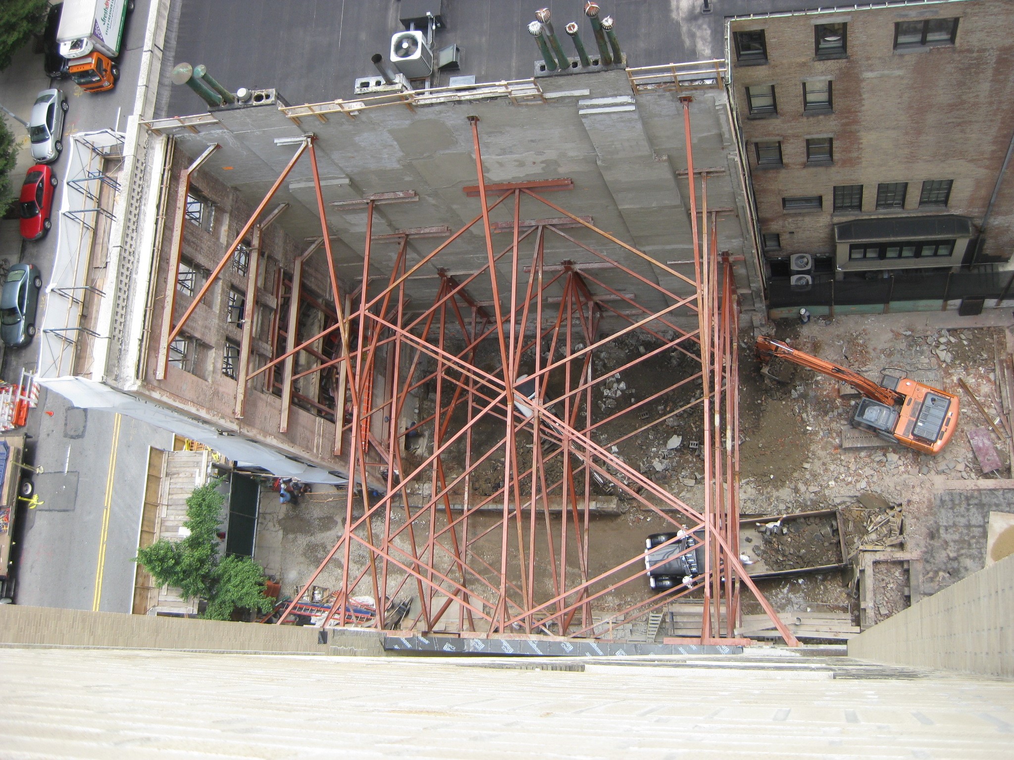 Image of supports helping hold up buildings during construction